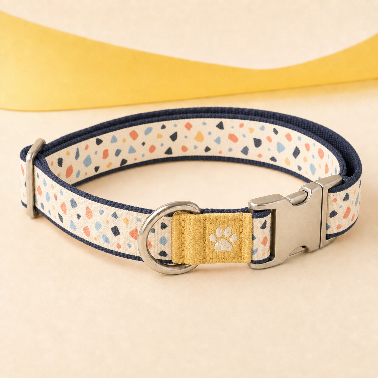 petting loop dog collar in Confetti Walk pattern