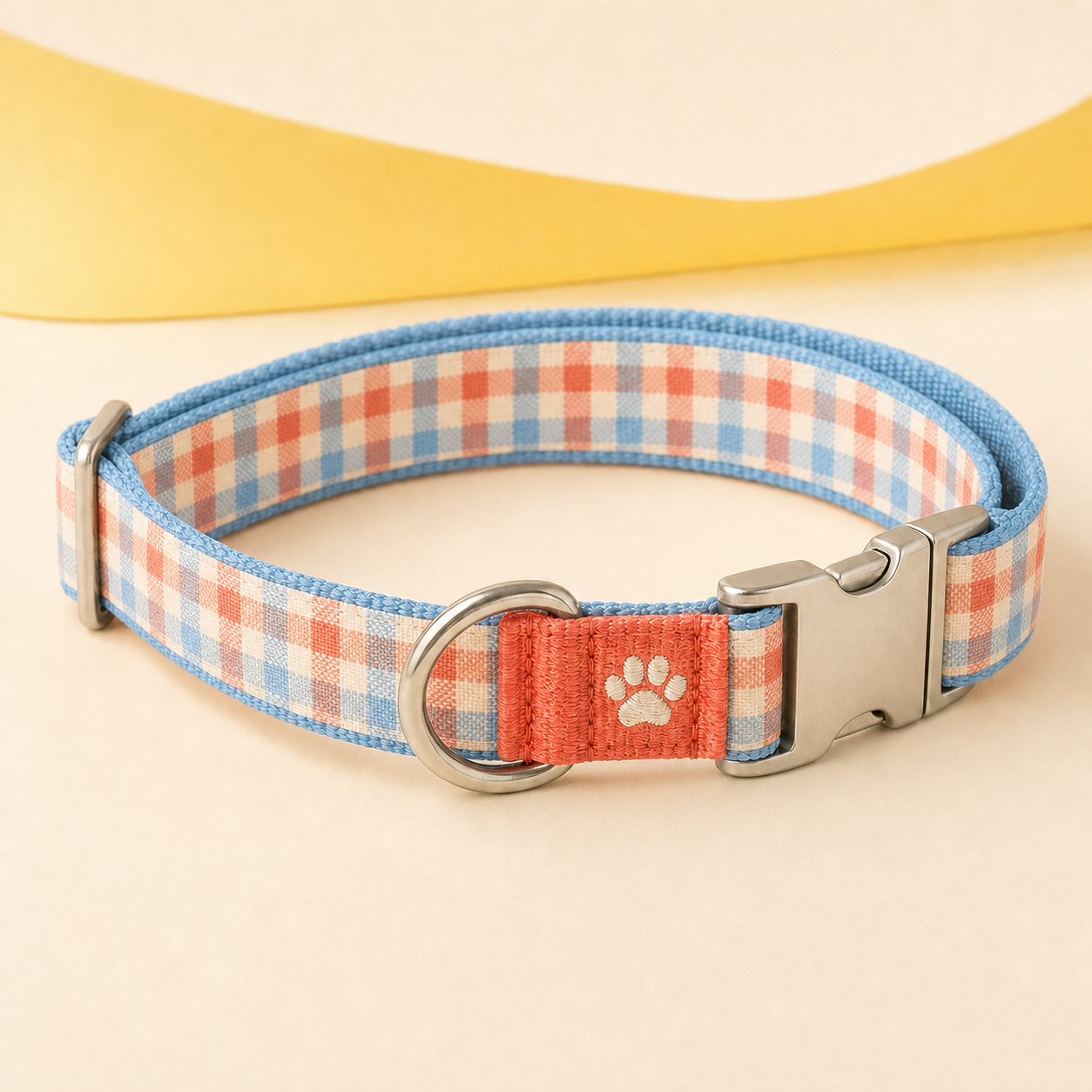 petting loop dog collar in Picnic Check pattern